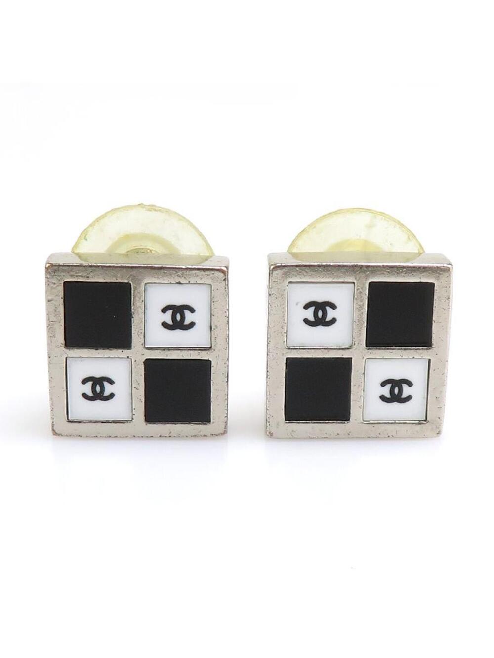 Auth Chanel Cc Logo Pierce Earrings #303023C27B